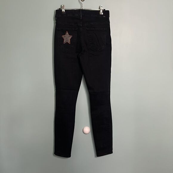 Mother High Waister Looker Blackbird Embroidered Star Jeans - Picture 6 of 12
